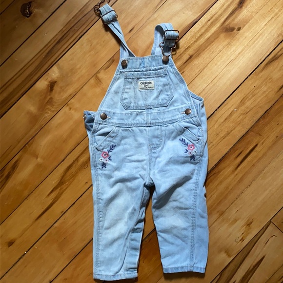 *4/$20* OshKosh B’gosh Embroidered Denim Overalls - Picture 1 of 7